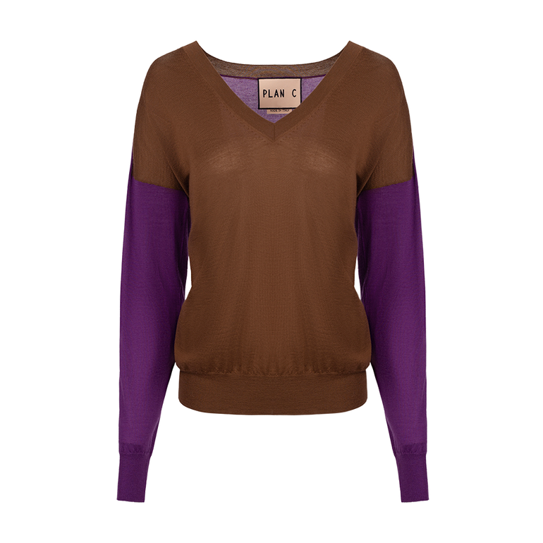 Colorblock Cashmere Sweater | Front view of Colorblock Cashmere Sweater PLAN C