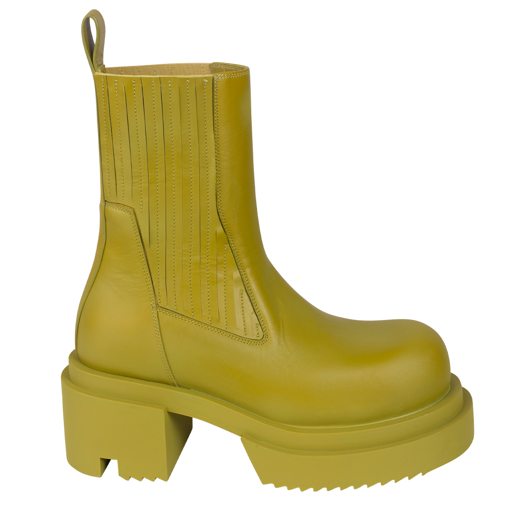 Beatle Bogun Ankle Boots | Front view of RICK OWENS Beatle Bogun Ankle Boots in Yellow