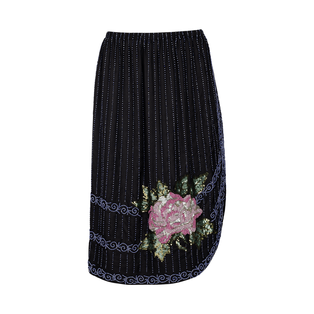 Beaded Bourbon Rose Skirt | Front view of Beaded Bourbon Rose Skirt BODE