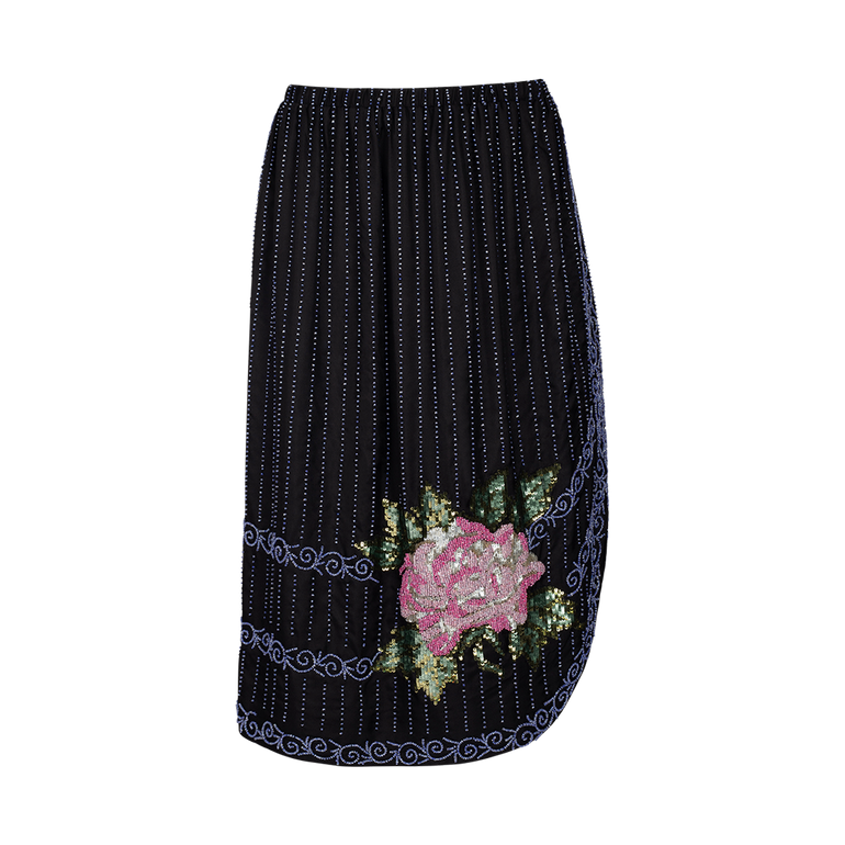 Beaded Bourbon Rose Skirt | Front view of Beaded Bourbon Rose Skirt BODE