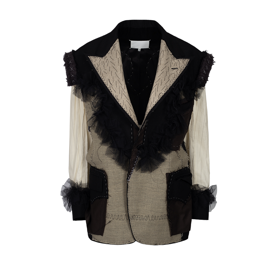 Deconstructed Ruffle Blazer | Front view of Deconstructed Ruffle Blazer MAISON MARGIELA