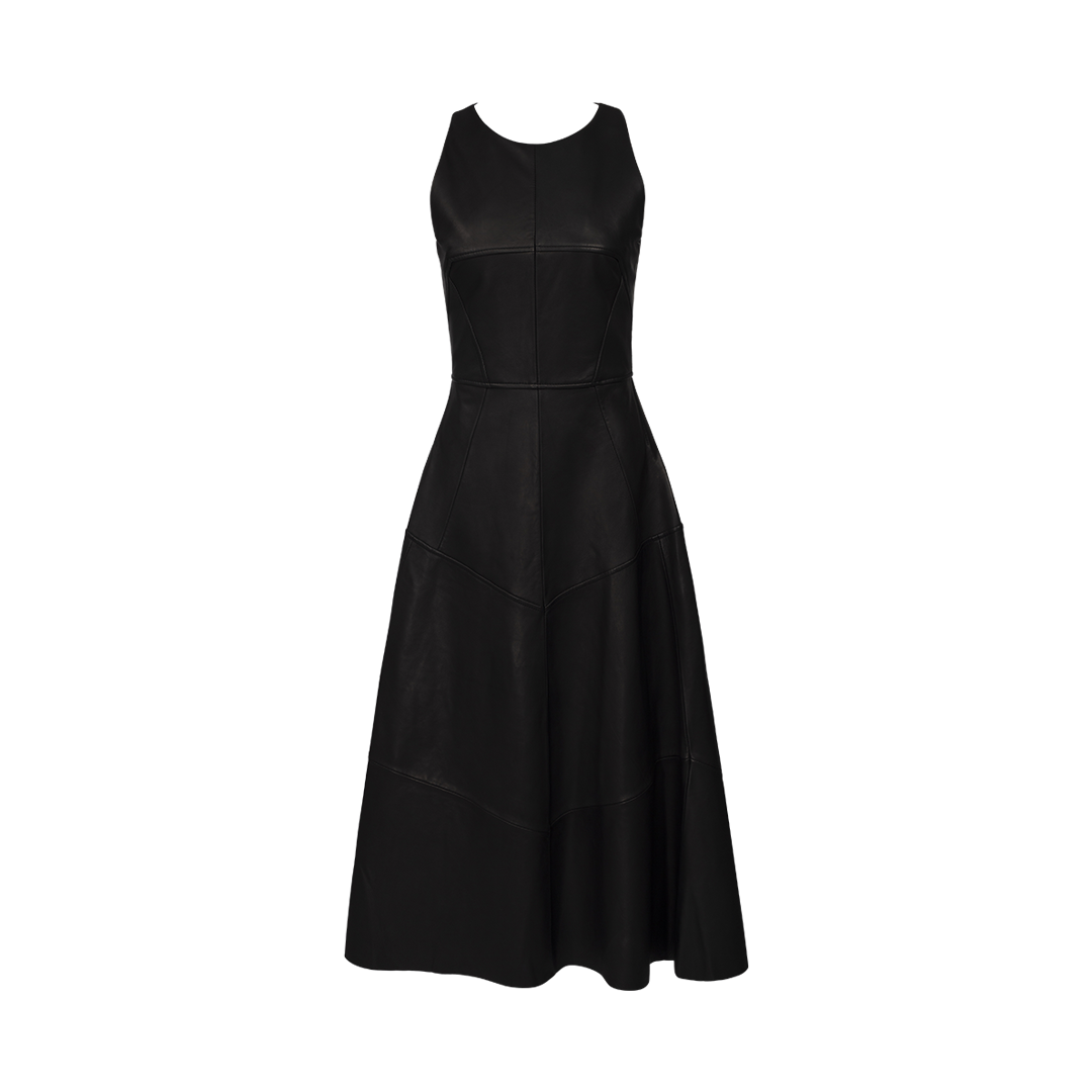 Linden Leather Midi Dress | Front view of Linden Leather Midi Dress MATICEVSKI
