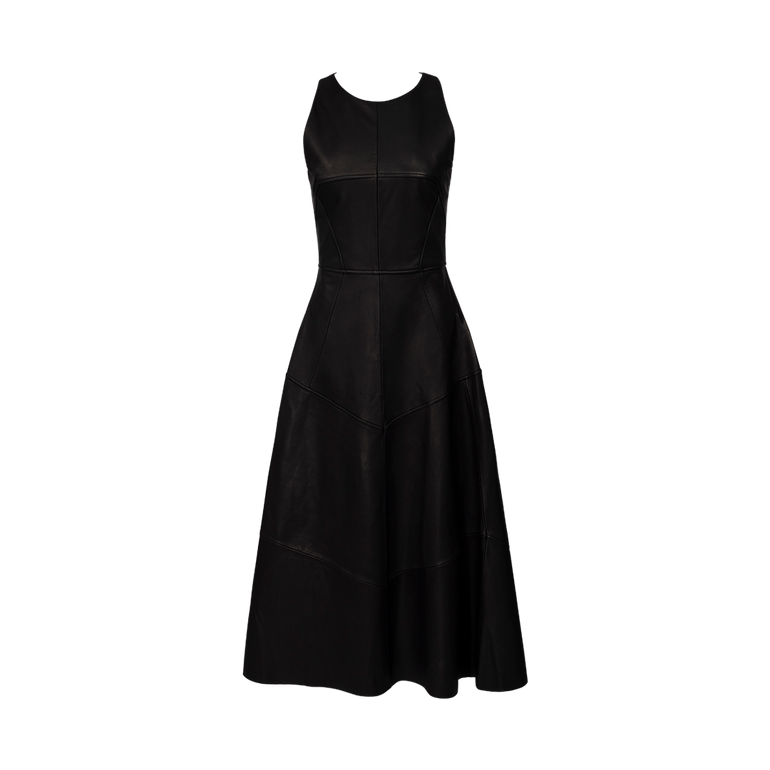 Linden Leather Midi Dress | Front view of Linden Leather Midi Dress MATICEVSKI