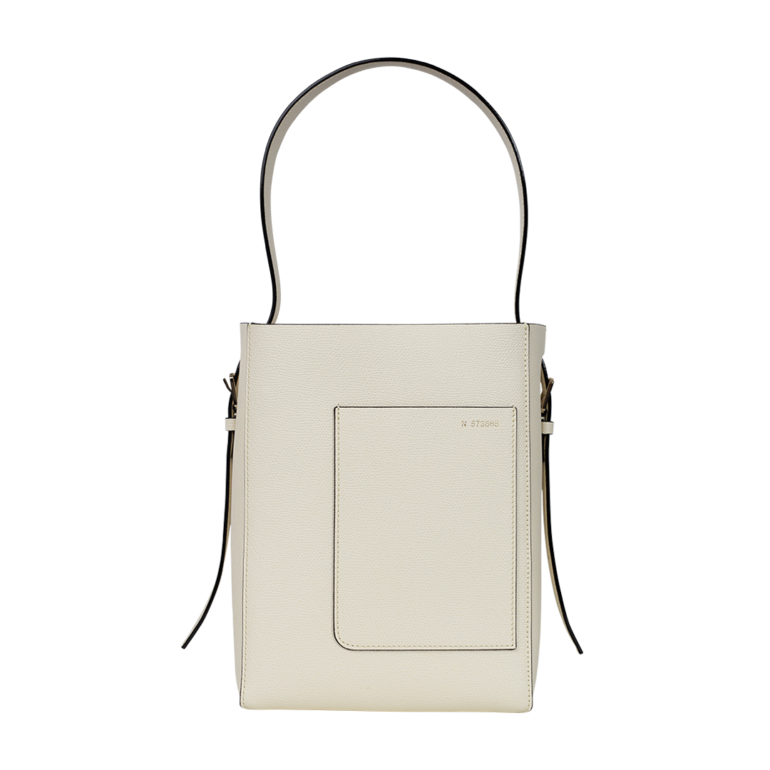 Small Ivory Bucket Bag | Front view of Small Ivory Bucket Bag VALEXTRA