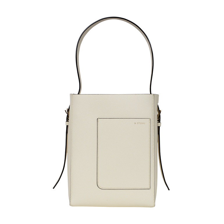 Small Ivory Bucket Bag | Front view of Small Ivory Bucket Bag VALEXTRA
