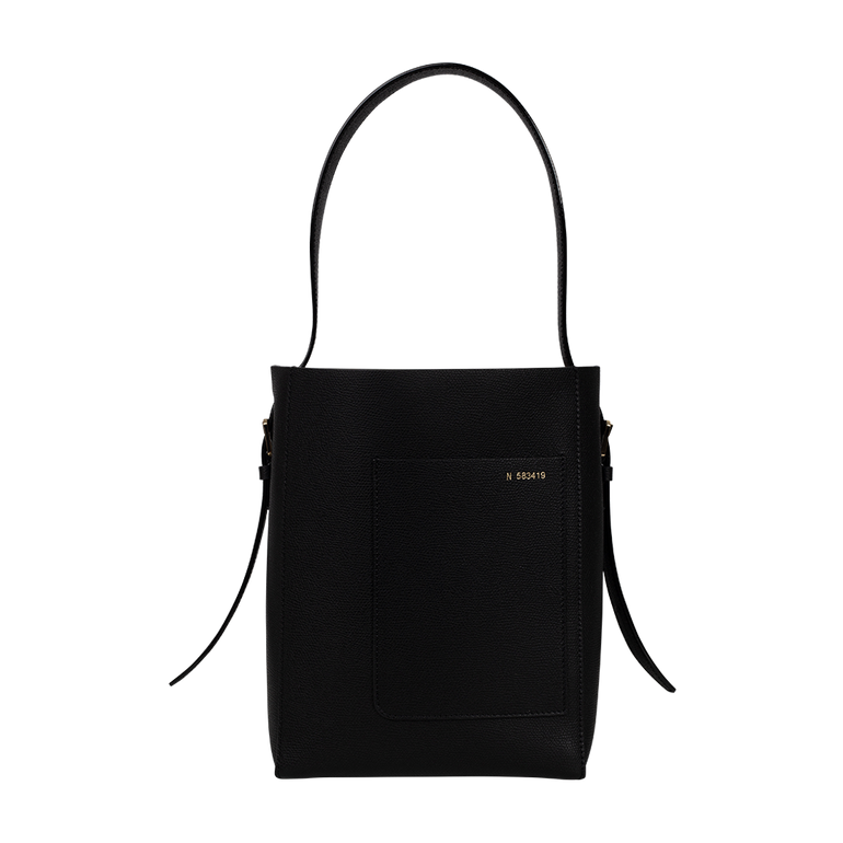 Small Black Bucket Bag | Front view of Small Black Bucket Bag VALEXTRA
