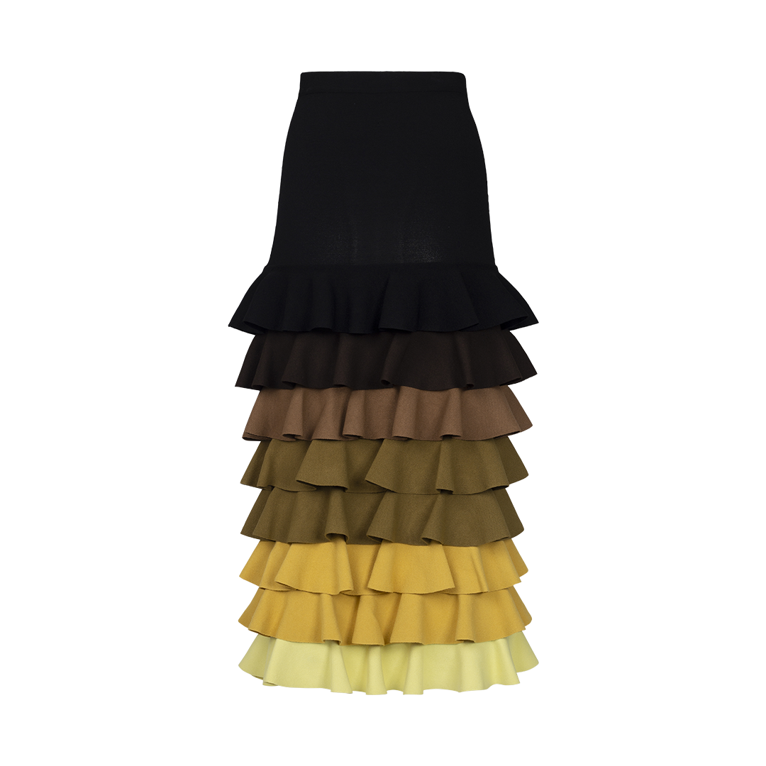 Ombré Ruffle Maxi Skirt
