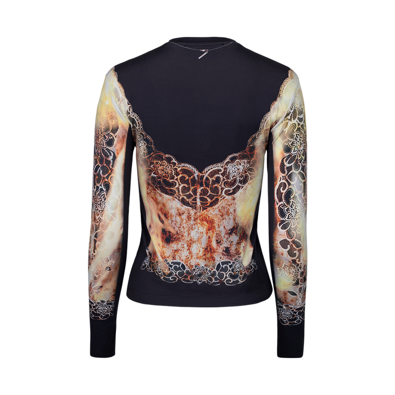 Printed Lace-Detail Top | Back view of Printed Lace-Detail Top Y/PROJECT