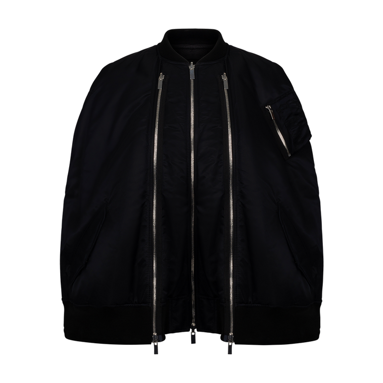 Zipped Padded Cape | Front view of Zipped Padded Cape NOIR