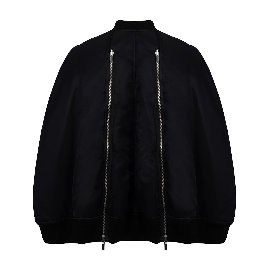 Zipped Padded Cape | Back view of Zipped Padded Cape NOIR
