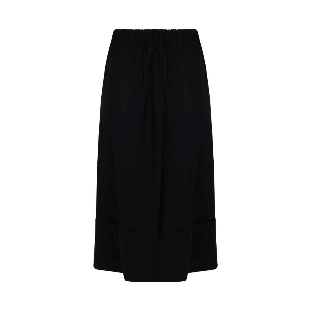 Embossed-Button Midi Skirt | Back view of Embossed-Button Midi Skirt NOIR