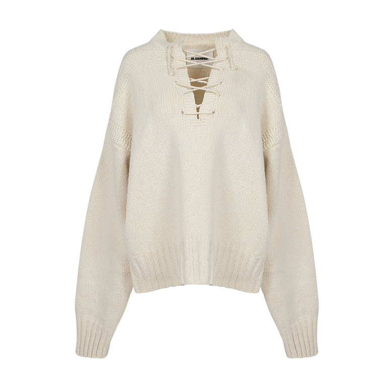 Oversized Lace-Up Sweater | Front view of Oversized Lace-Up Sweater JIL SANDER