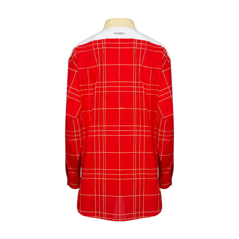 Checked Shirt with Contrast Collar | Back view of Checked Shirt with Contrast Collar MARNI