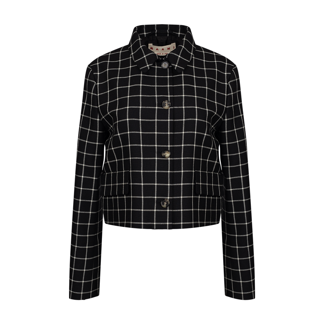 Checkered Wool Short Jacket | Front view of Checkered Wool Short Jacket MARNI