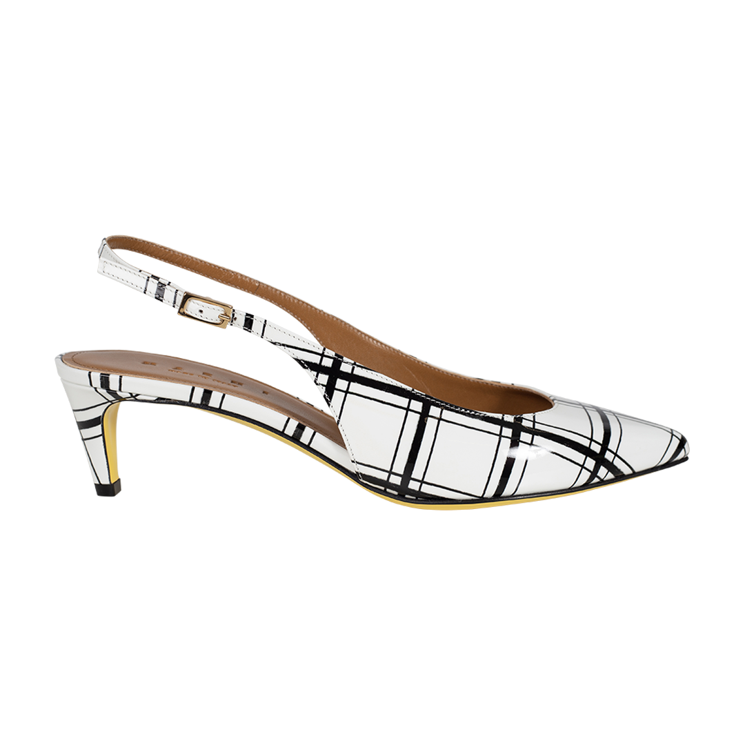 Plaid Leather Slingback Pumps | Front view of Plaid Leather Slingback Pumps MARNI