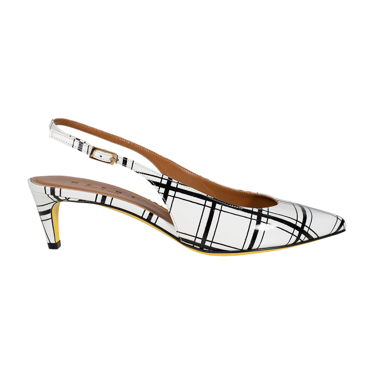 Plaid Leather Slingback Pumps | Front view of Plaid Leather Slingback Pumps MARNI