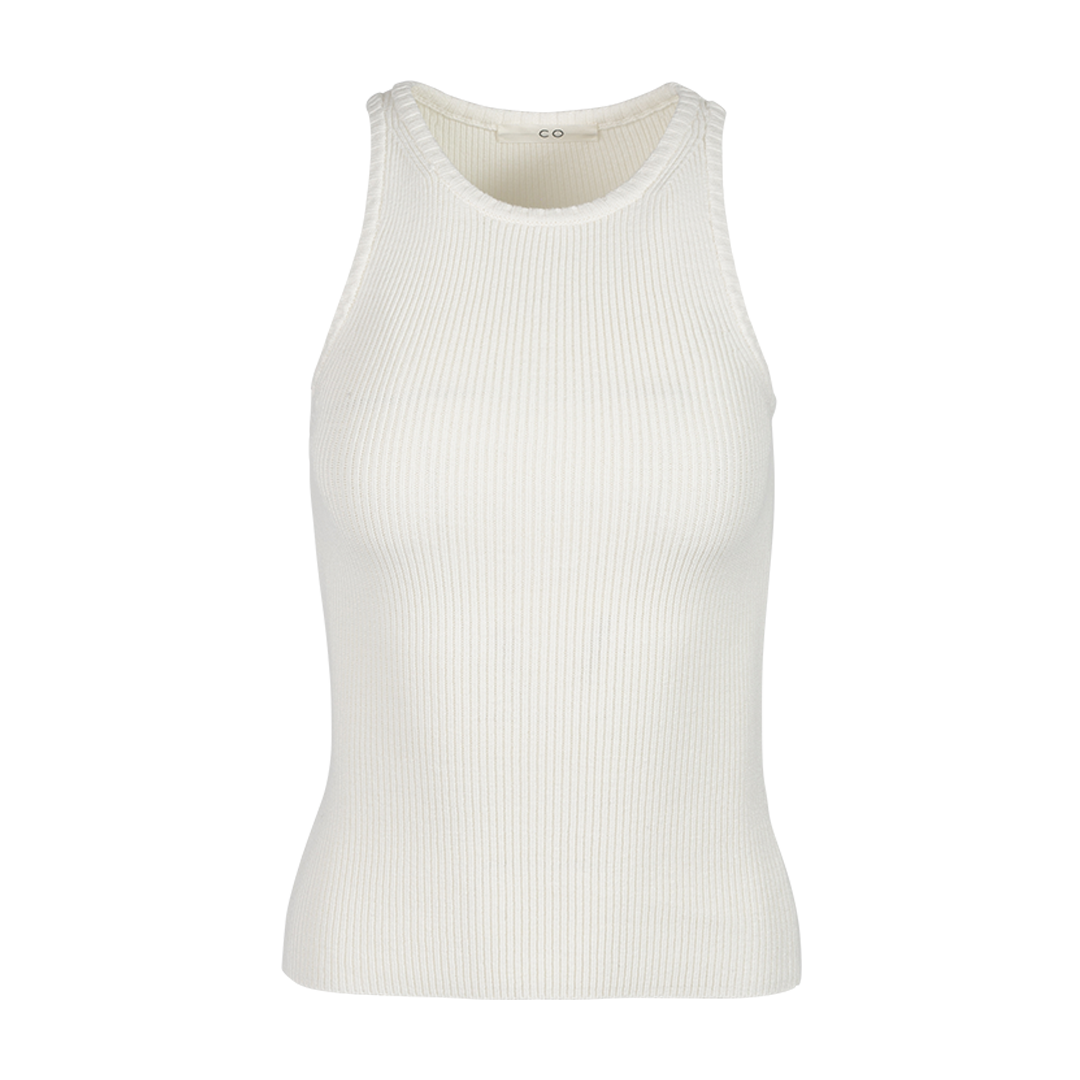 Ribbed Tank Top White | Front view of Ribbed Tank Top White CO