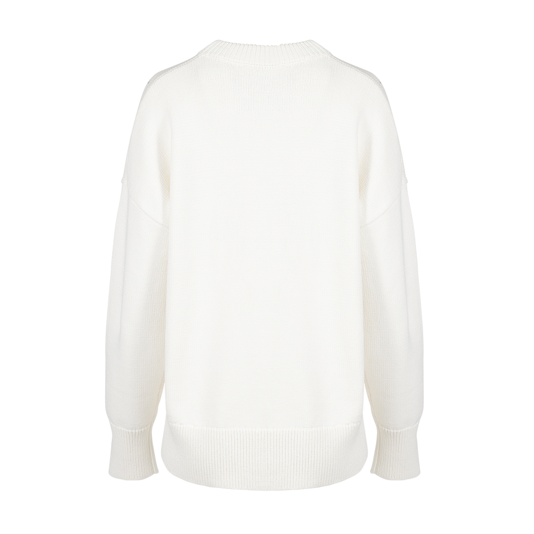 Oversized Crewneck Sweater White | Back view of Oversized Crewneck Sweater White CO