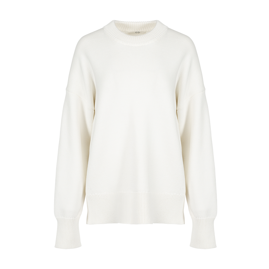 Oversized Crewneck Sweater White | Front view of Oversized Crewneck Sweater White CO