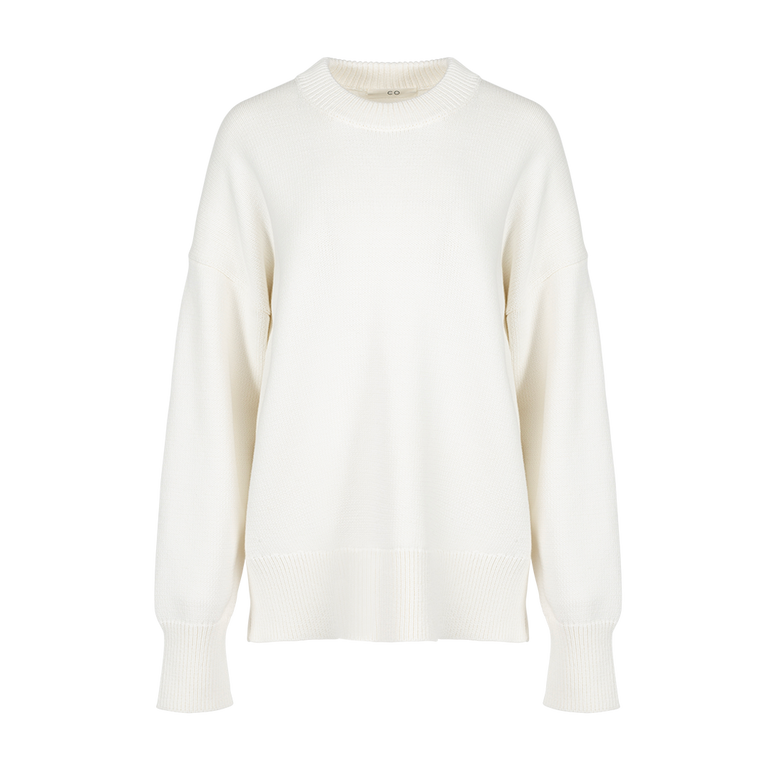 Oversized Crewneck Sweater White | Front view of Oversized Crewneck Sweater White CO