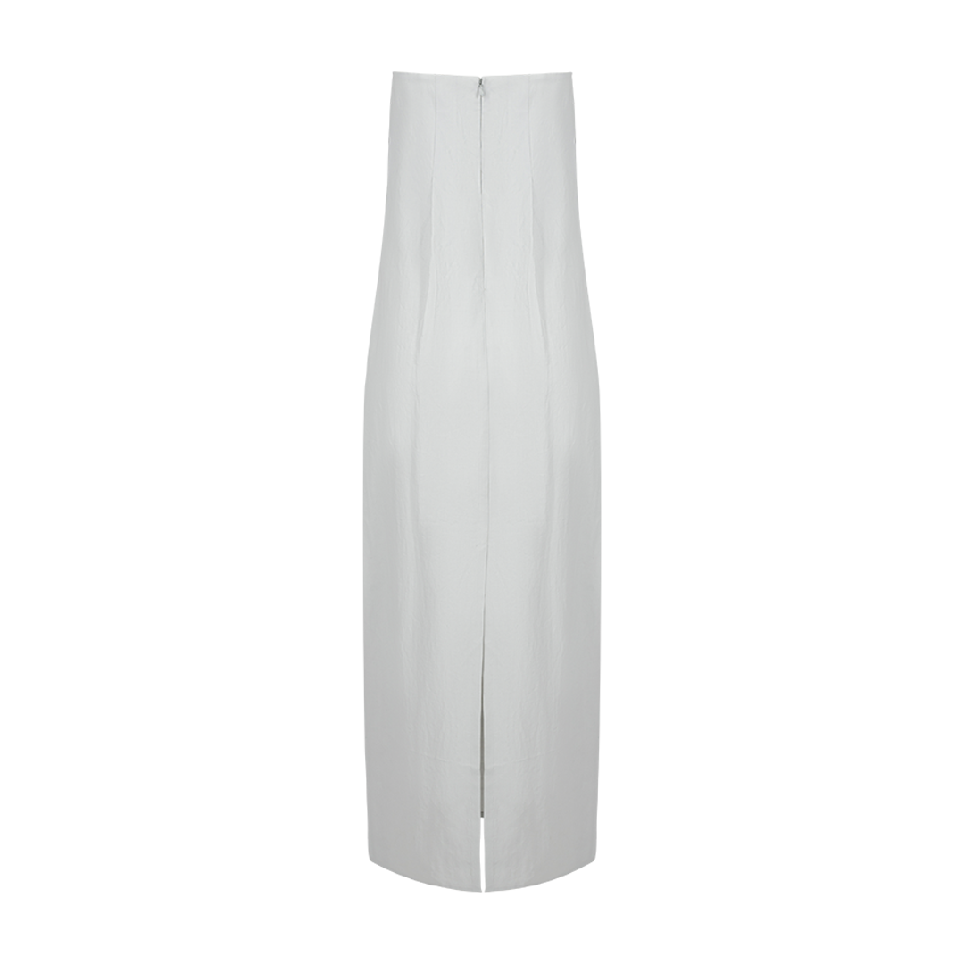 Tucked Strapless Maxi Dress | Back view of Tucked Strapless Maxi Dress CO