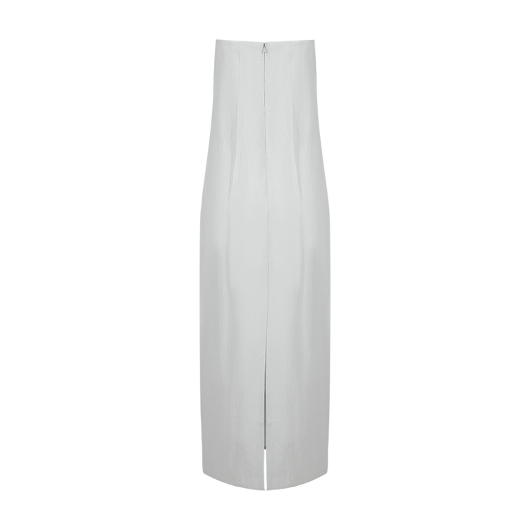 Tucked Strapless Maxi Dress | Back view of Tucked Strapless Maxi Dress CO