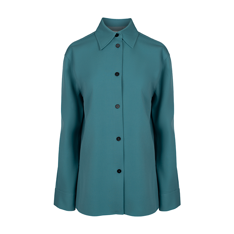 Wool Poplin Collared Shirt | Front view of Wool Poplin Collared Shirt JIL SANDER