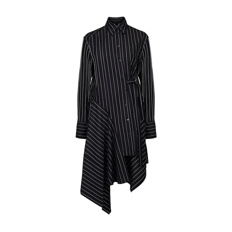 Twisted Pinstriped Shirt Dress | Front view of Twisted Pinstriped Shirt Dress JW ANDERSON