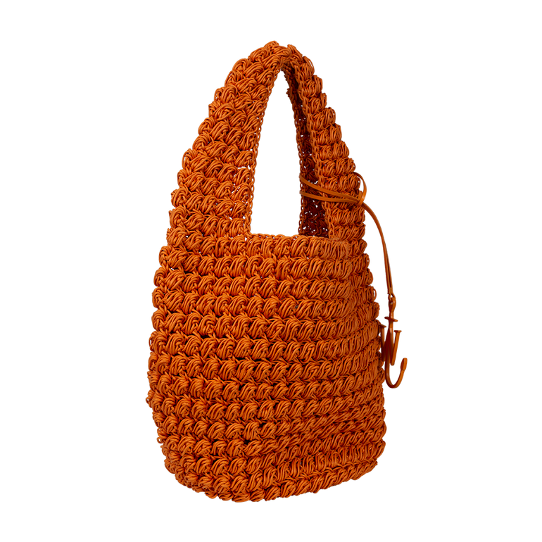 Large Orange Popcorn Basket Hobo Bag | Side view of Large Orange Popcorn Basket Hobo Bag J.W. ANDERSON