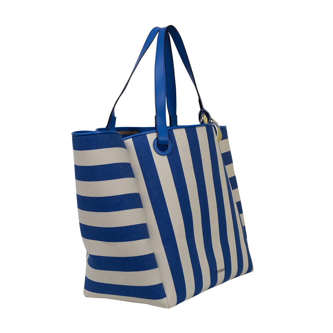 Large Striped Corner Tote Bag | Side view of Large Striped Corner Tote Bag J.W. ANDERSON