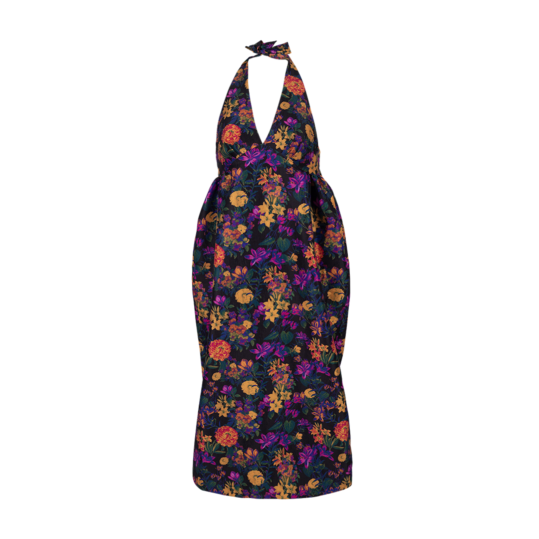 Ivy Floral-Print Halter Fit-Flare Dress | Front view of Ivy Floral-Print Halter Fit-Flare Dress KIKA VARGAS