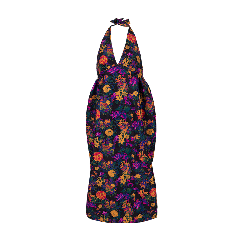 Ivy Floral-Print Halter Fit-Flare Dress | Front view of Ivy Floral-Print Halter Fit-Flare Dress KIKA VARGAS