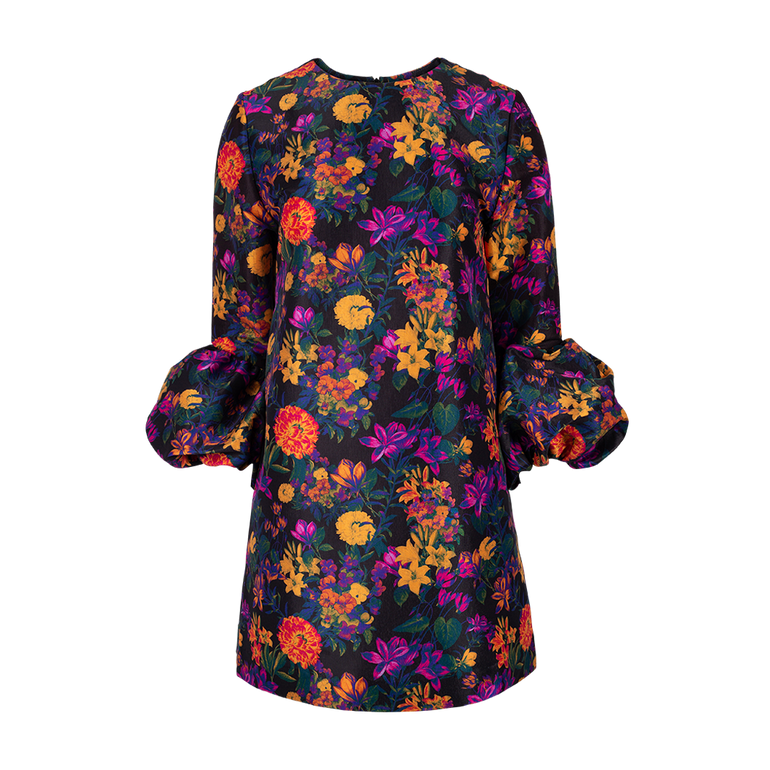 Florence Floral Flared-Cuff Minidress | Front view of Florence Floral Flared-Cuff Minidress KIKA VARGAS