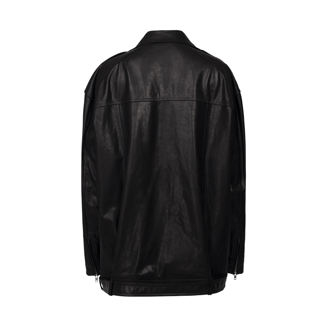Oversized Leather Biker Jacket | Back view of Oversized Leather Biker Jacket RICK OWENS