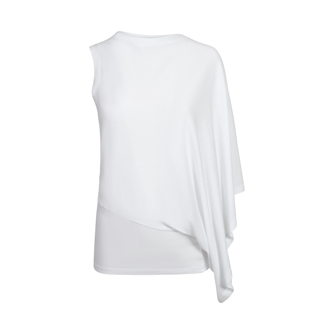 One Sleeve T-Shirt White | Front view of One Sleeve T-Shirt White AWAKE MODE