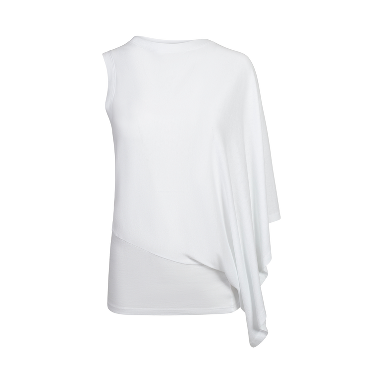 One Sleeve T-Shirt White | Front view of One Sleeve T-Shirt White AWAKE MODE