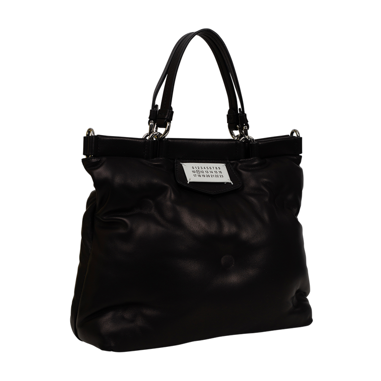 Small Glam Slam Black Shopping Bag | Side View Small Glam Slam Black Shopping Bag MAISON MARGIELA