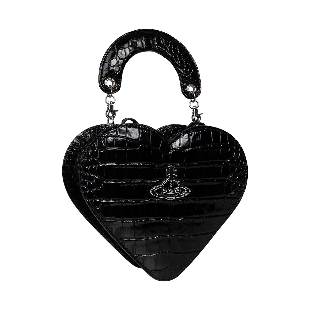 Josephine Heart Crossbody Bag Black | Side view of Josephine Heart Crossbody Bag Black VIVIENNE WESTWOOD