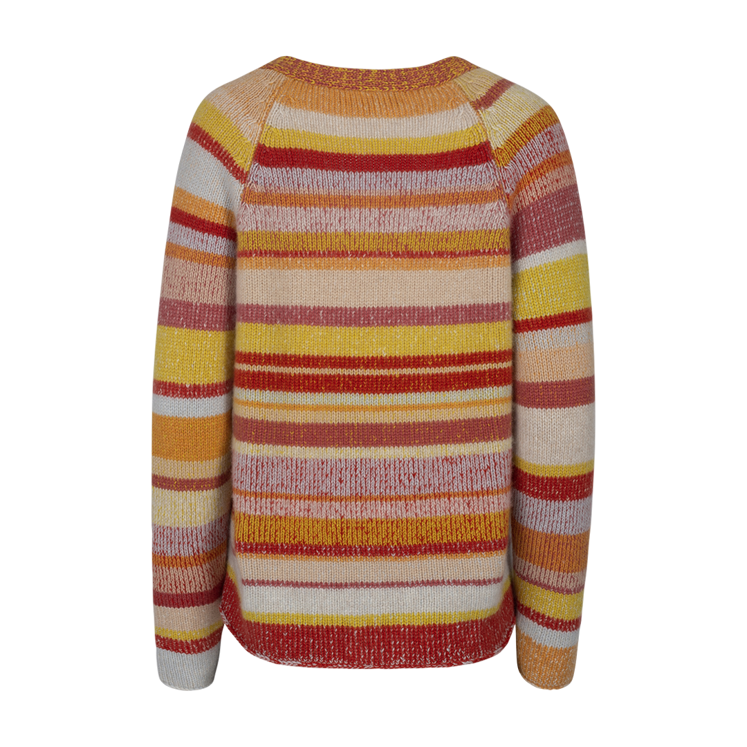 Striped Super Soft Cardigan | Back view of Striped Super Soft Cardigan THE ELDER STATESMAN