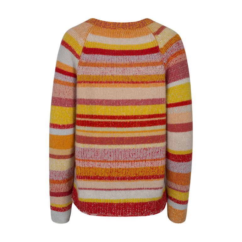 Striped Super Soft Cardigan | Back view of Striped Super Soft Cardigan THE ELDER STATESMAN