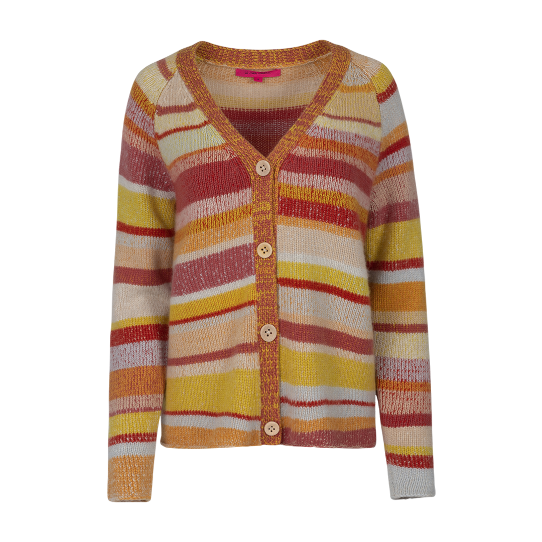 Striped Super Soft Cardigan | Front view of Striped Super Soft Cardigan THE ELDER STATESMAN