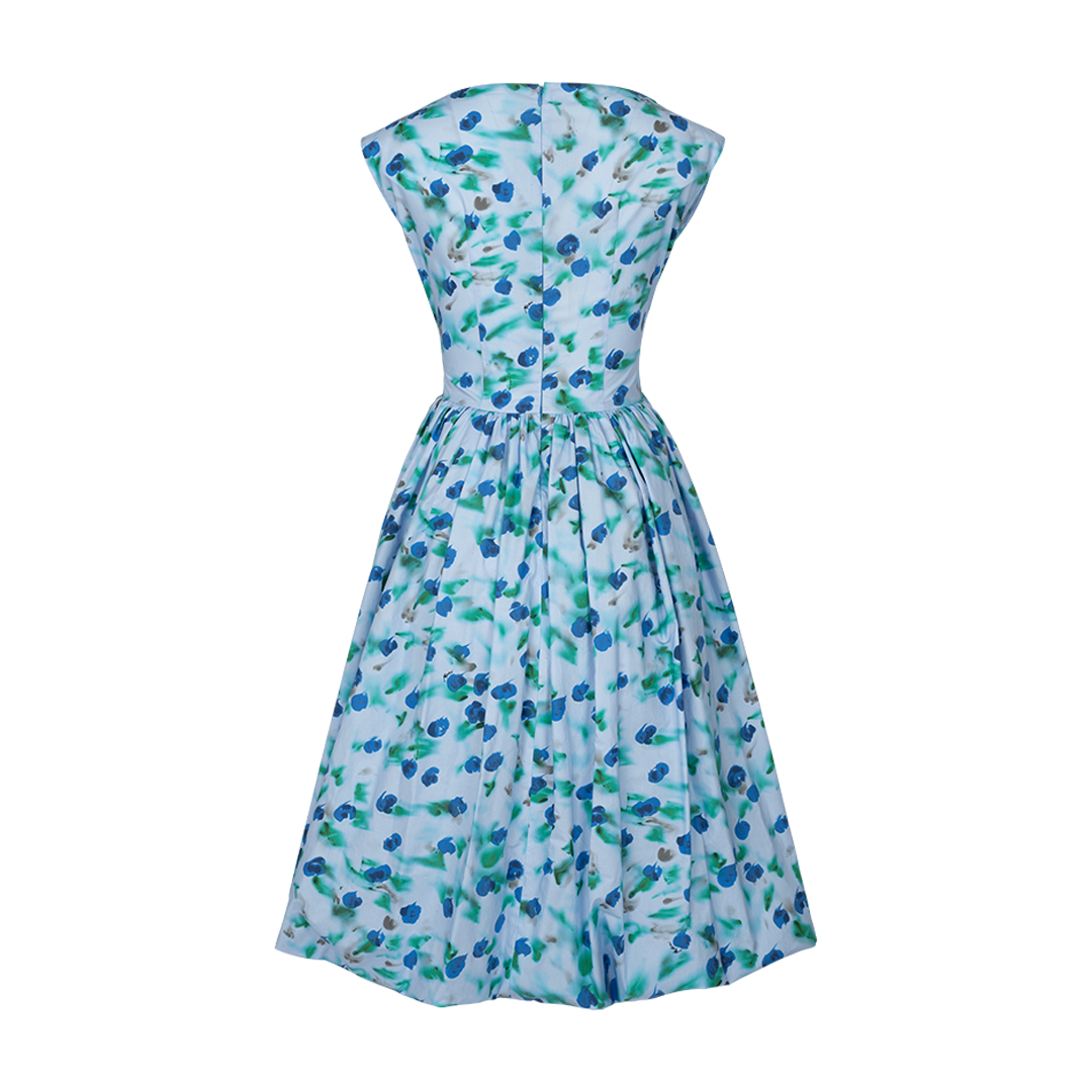 Floral Blue Print Midi Dress | Back view of Floral Blue Print Midi Dress MARNI