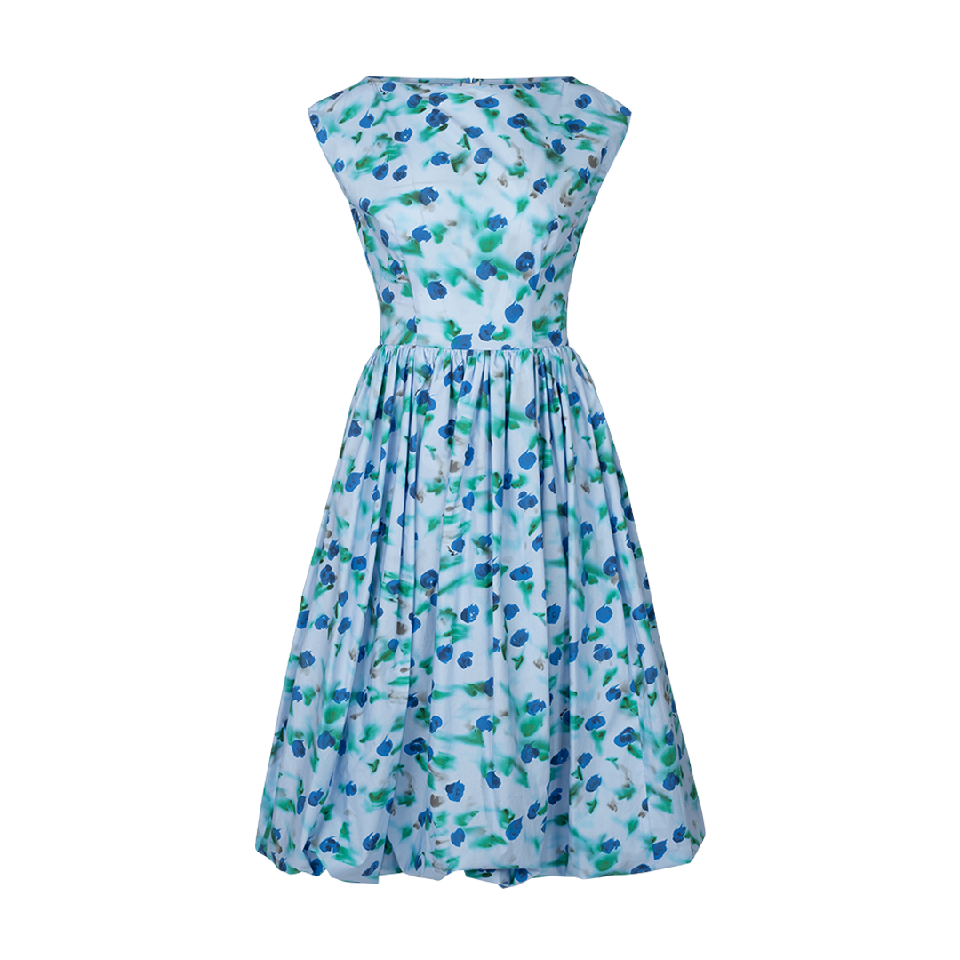 Floral Blue Print Midi Dress | Front view of Floral Blue Print Midi Dress MARNI