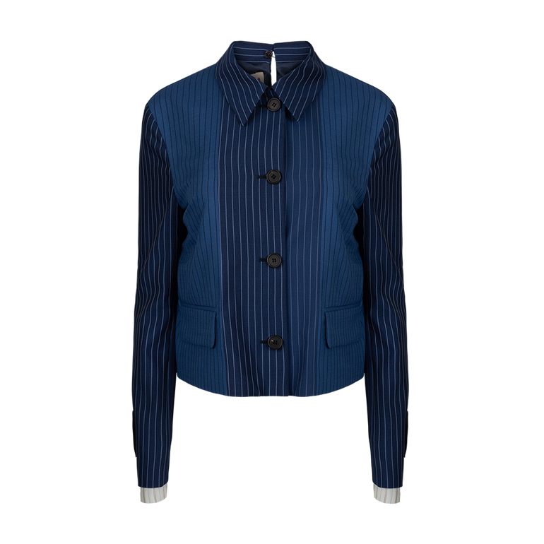 Cropped Pinstripe Shirt Jacket | Front view of Cropped Pinstripe Shirt Jacket MARNI