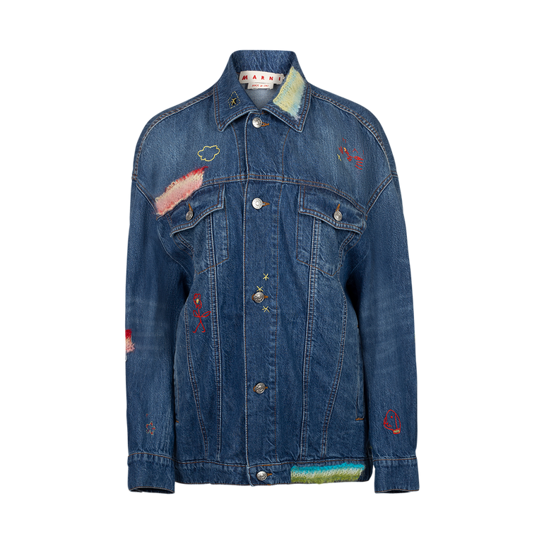 Embroidered Trucker Jacket | Front view of Embroidered Trucker Jacket MARNI