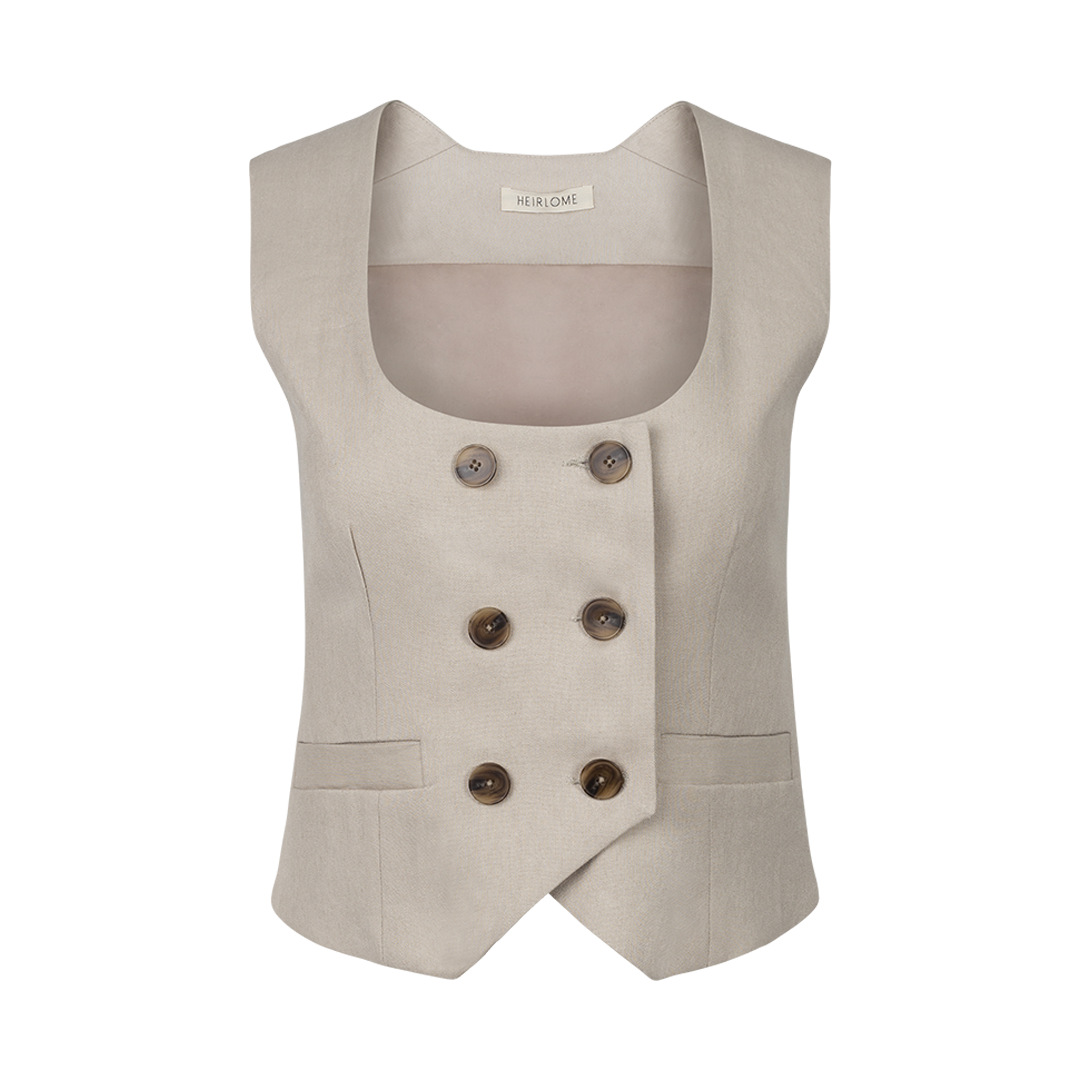Ines Double-Breasted Waistcoat | Front view of Ines Double-Breasted Waistcoat HEIRLOME