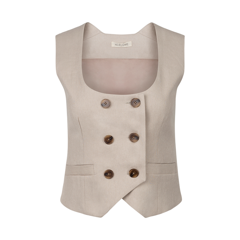 Ines Double-Breasted Waistcoat | Front view of Ines Double-Breasted Waistcoat HEIRLOME