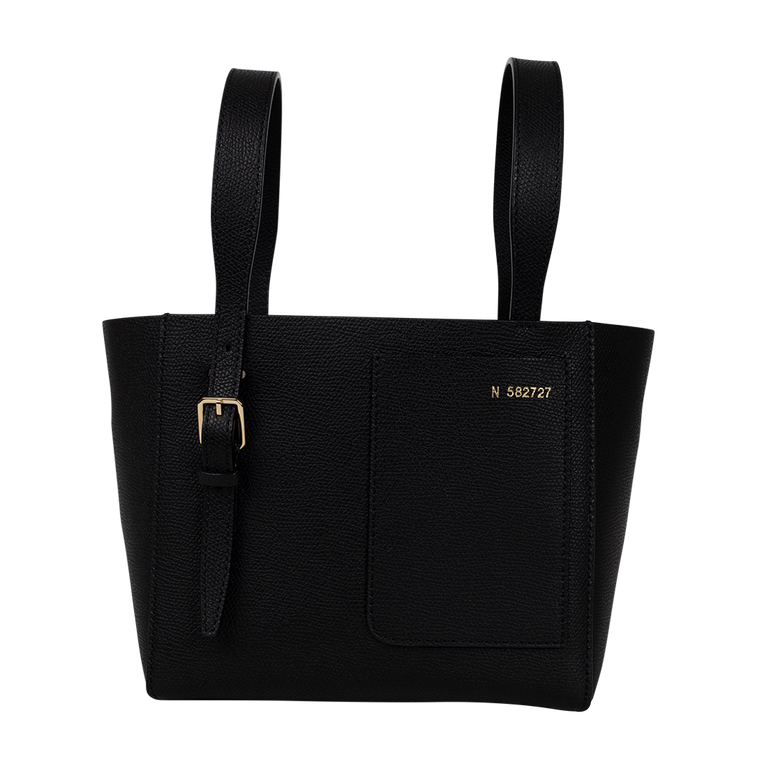 Mini Black Bucket Bag | Front view of Mini Black Bucket Bag VALEXTRA