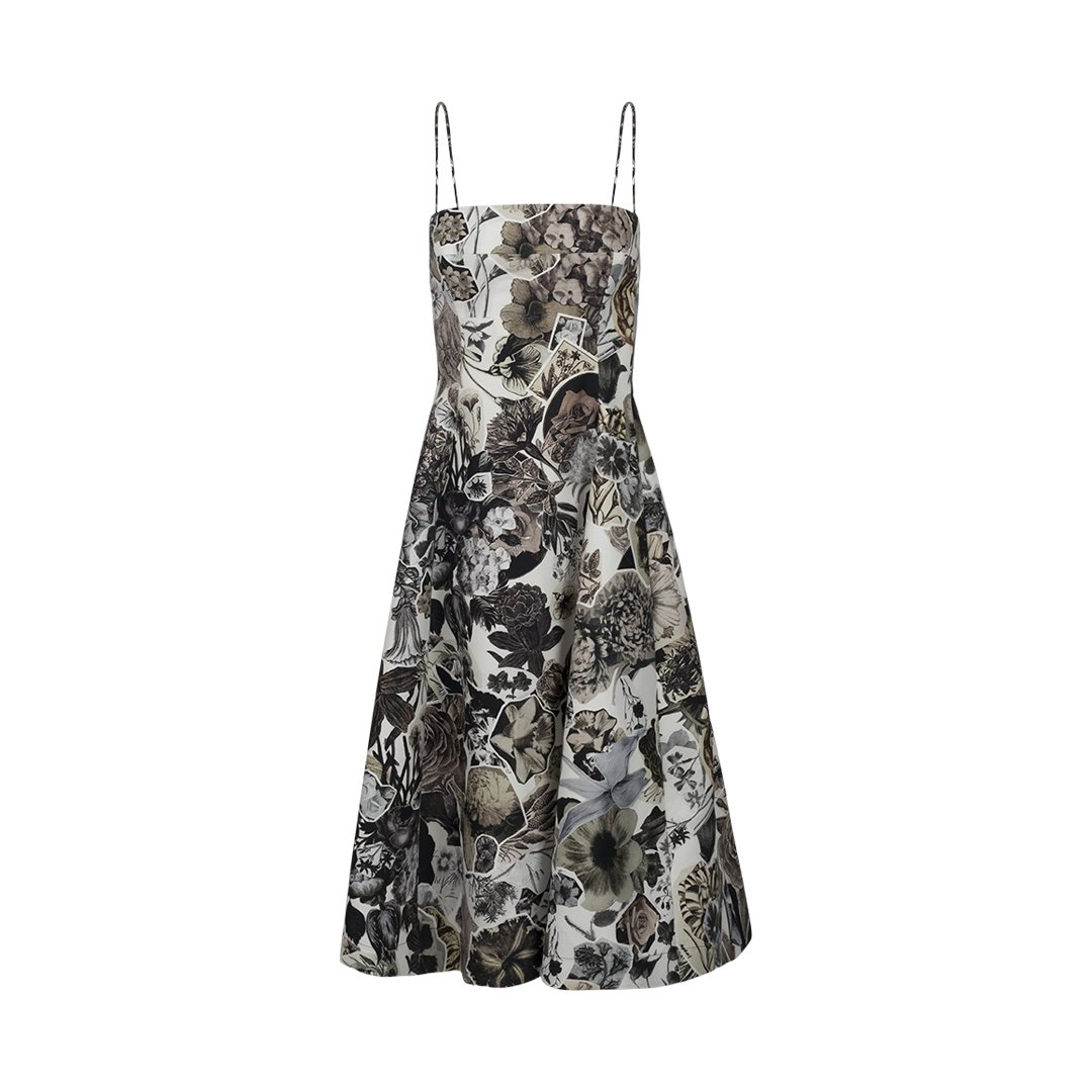 Floral Bustier-Top Midi Dress | Front view of Floral Bustier-Top Midi Dress MARNI