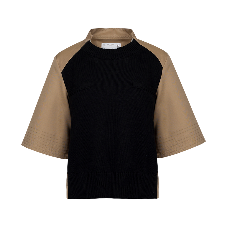 Pleated Hybrid Top | Front view of Pleated Hybrid Top SACAI